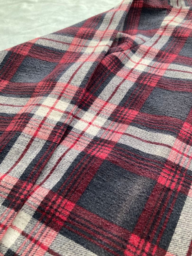 【希少】70s JC PENNY プリントネルチェックシャツ XL 赤系 長袖