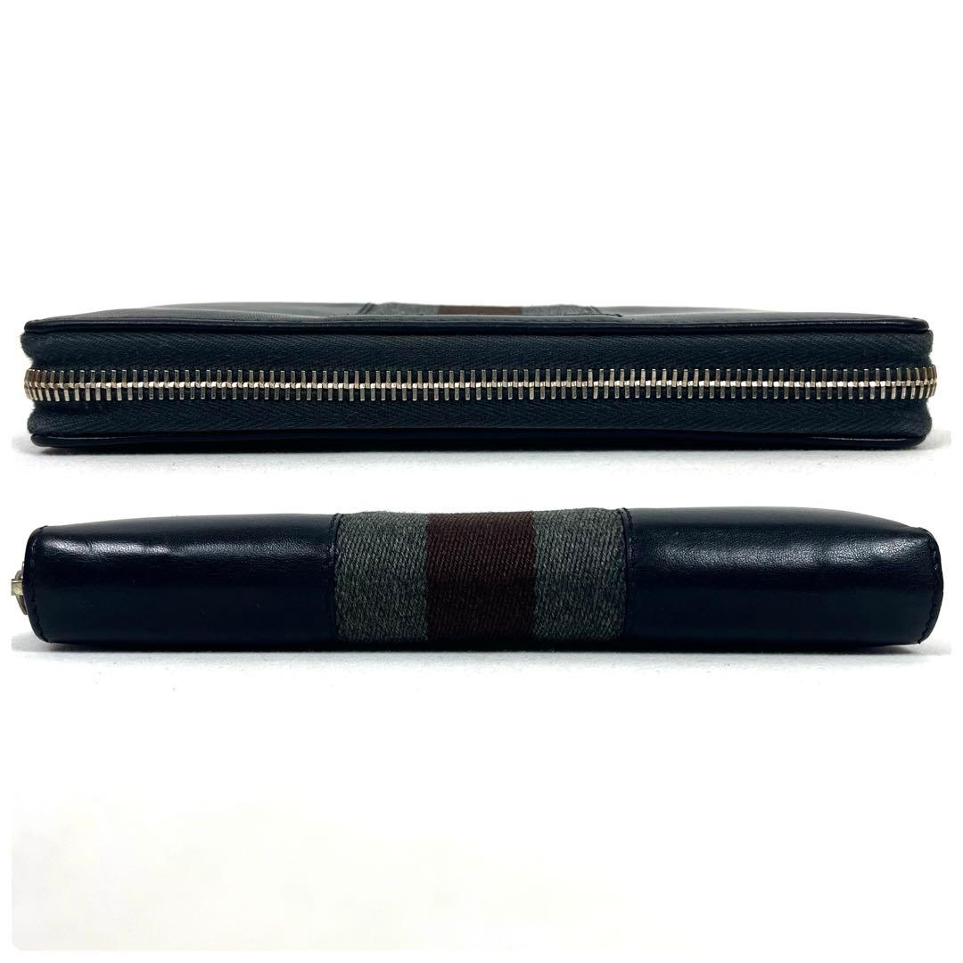 グッチ　長財布　シェリーライン　ラウンドファスナー　本革　ロゴGG 極美品