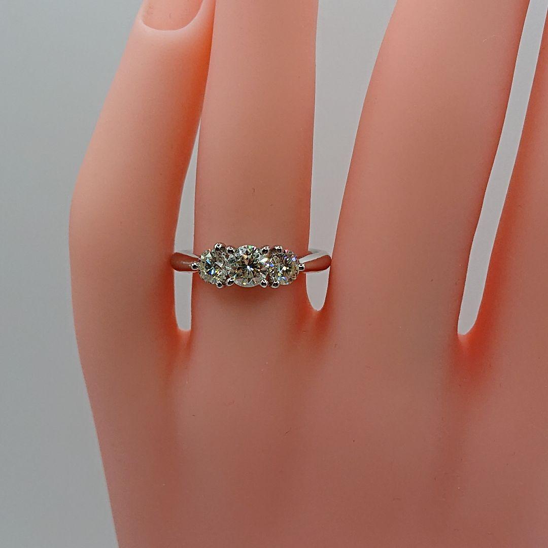 1カラットUP 3粒 天然ダイヤモンドリング プラチナ900 Pt900