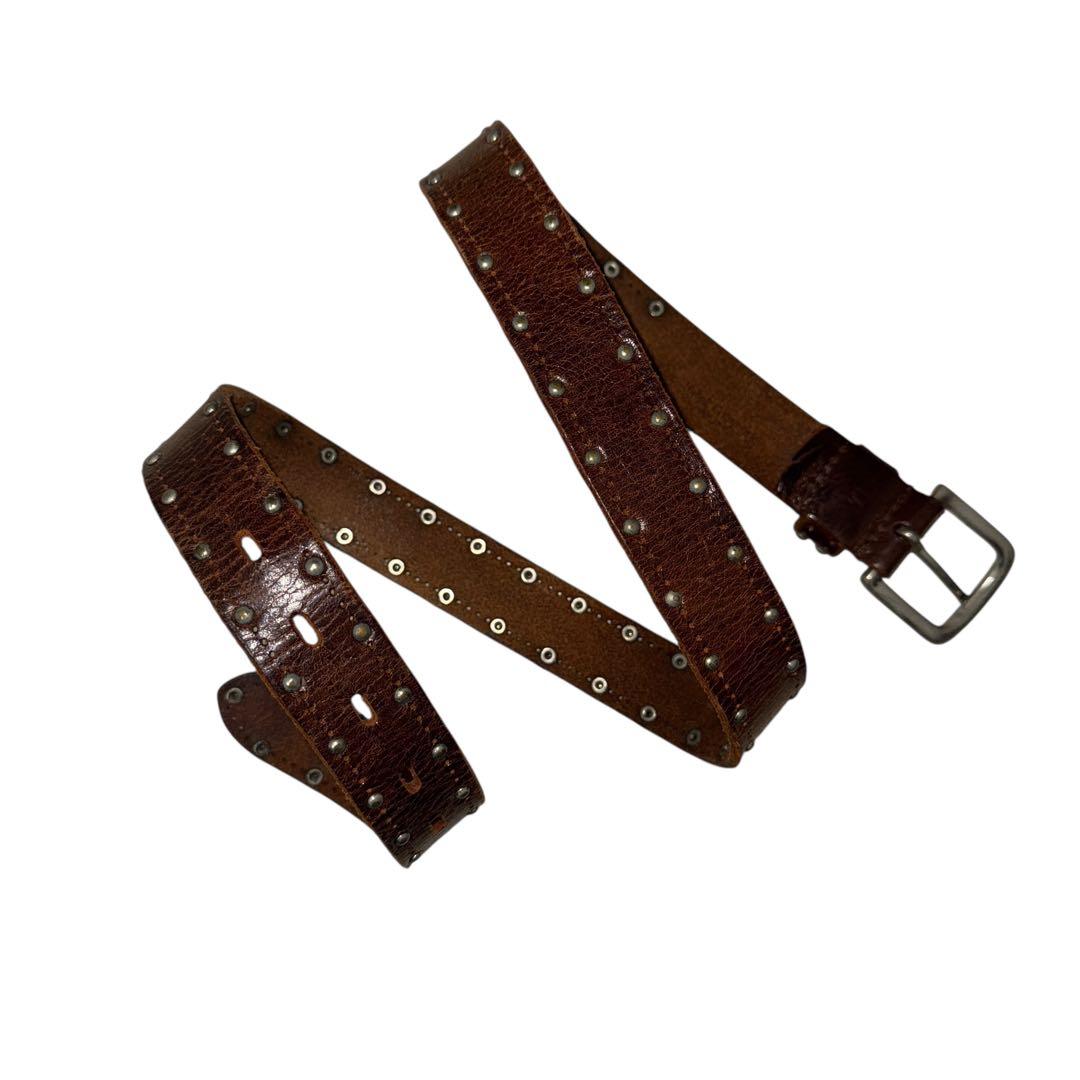 小物 Vintage Studs Leather Design Belt