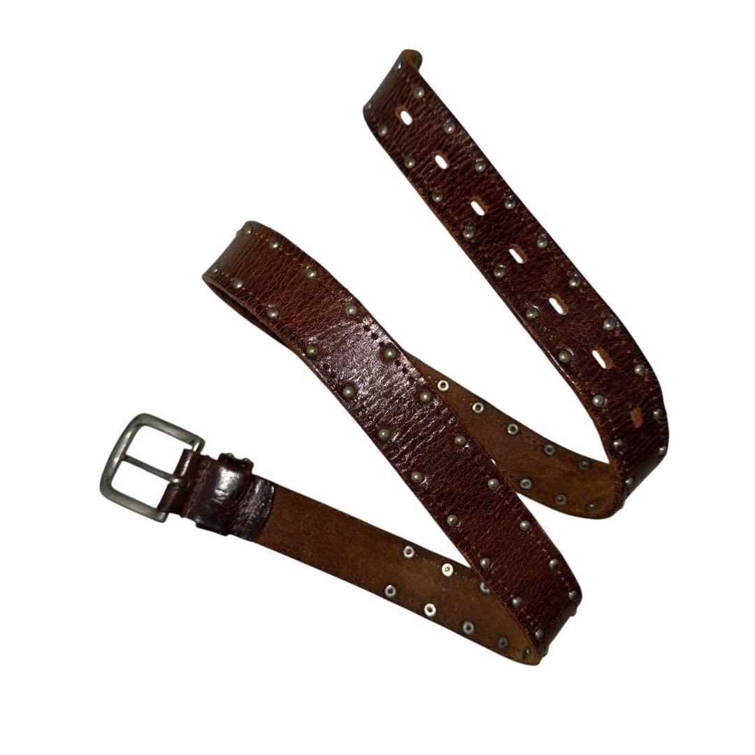 小物 Vintage Studs Leather Design Belt