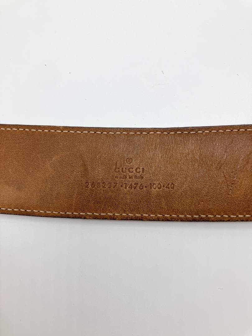 GUCCI 268237 レザー シルバー金具 ベルト 表記サイズ100・40