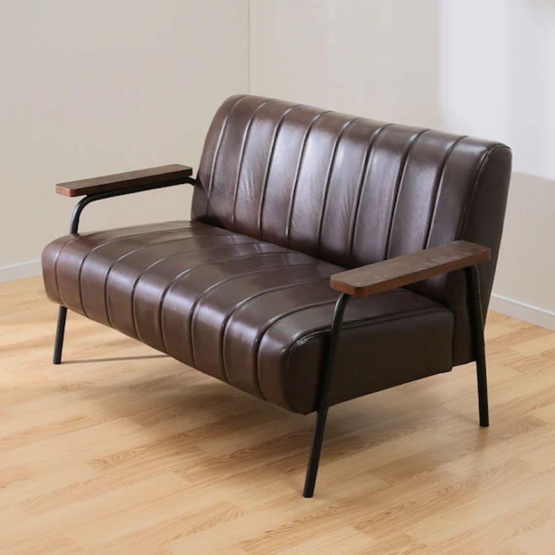 ★最終値引き★ニトリ　2人掛けソファ 合皮 ステイン2KD Nシールド DBR