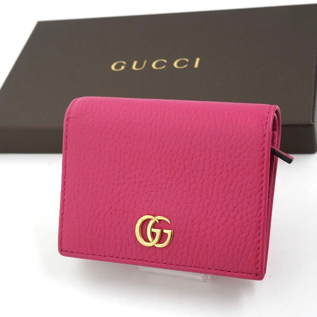 ✨未使用展示品✨　GUCCI ミニ財布　マーモント　GGロゴ 二つ折り　ピンク