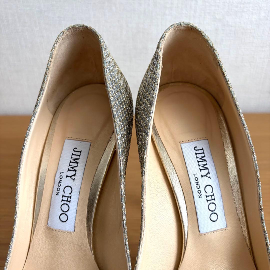 【美品】ジミーチュウ ELLIS 120 シャンパンゴールド 36.5
