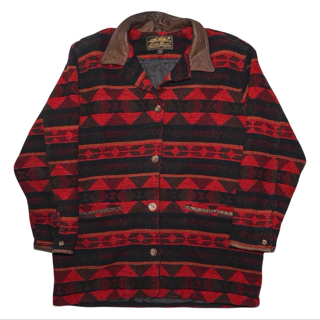 80's エディバウアー ネイティブ柄 ウールジャケット Eddie Bauer