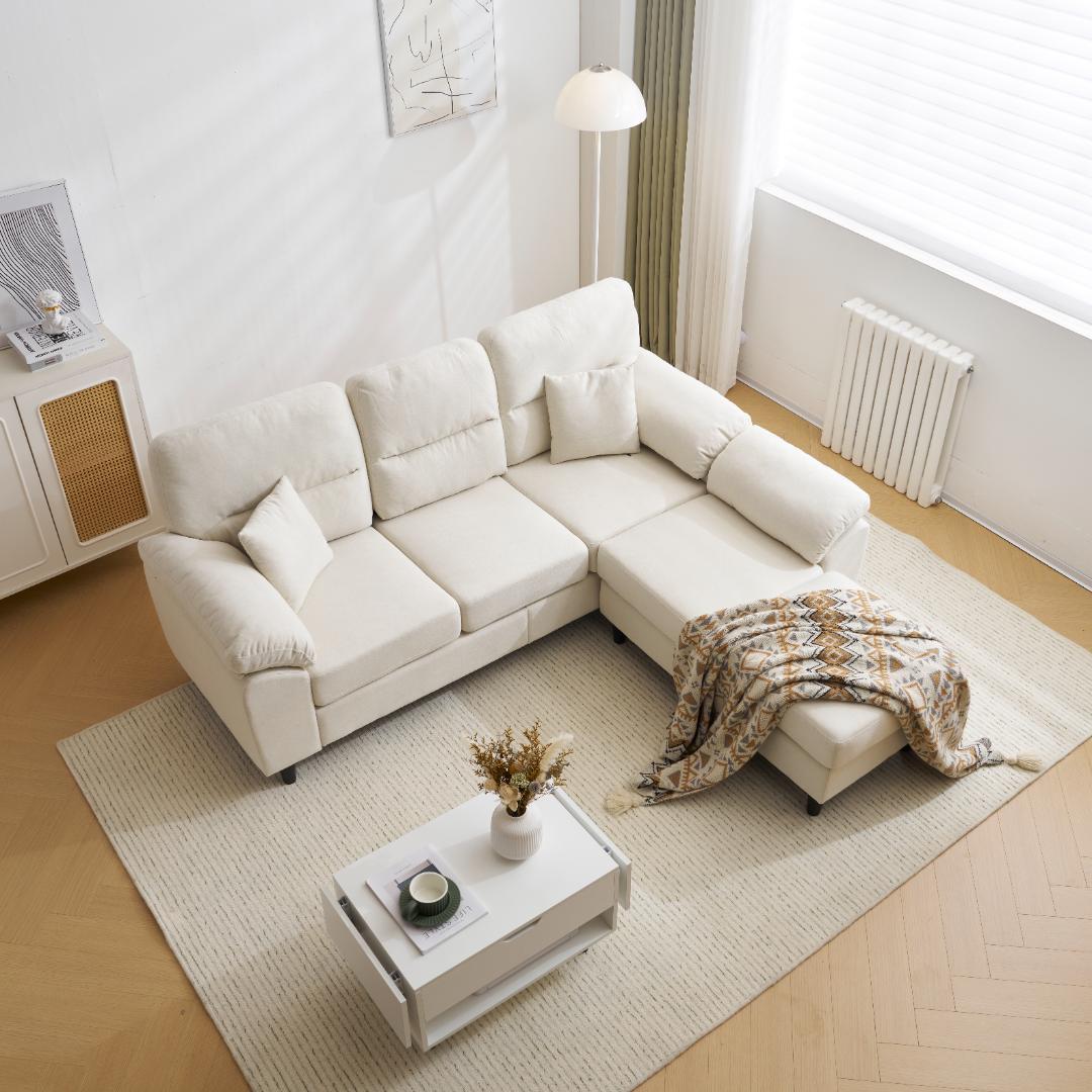 10％OFF！2-5人掛け L字 ソファ ソファーセットローソファー WHITE