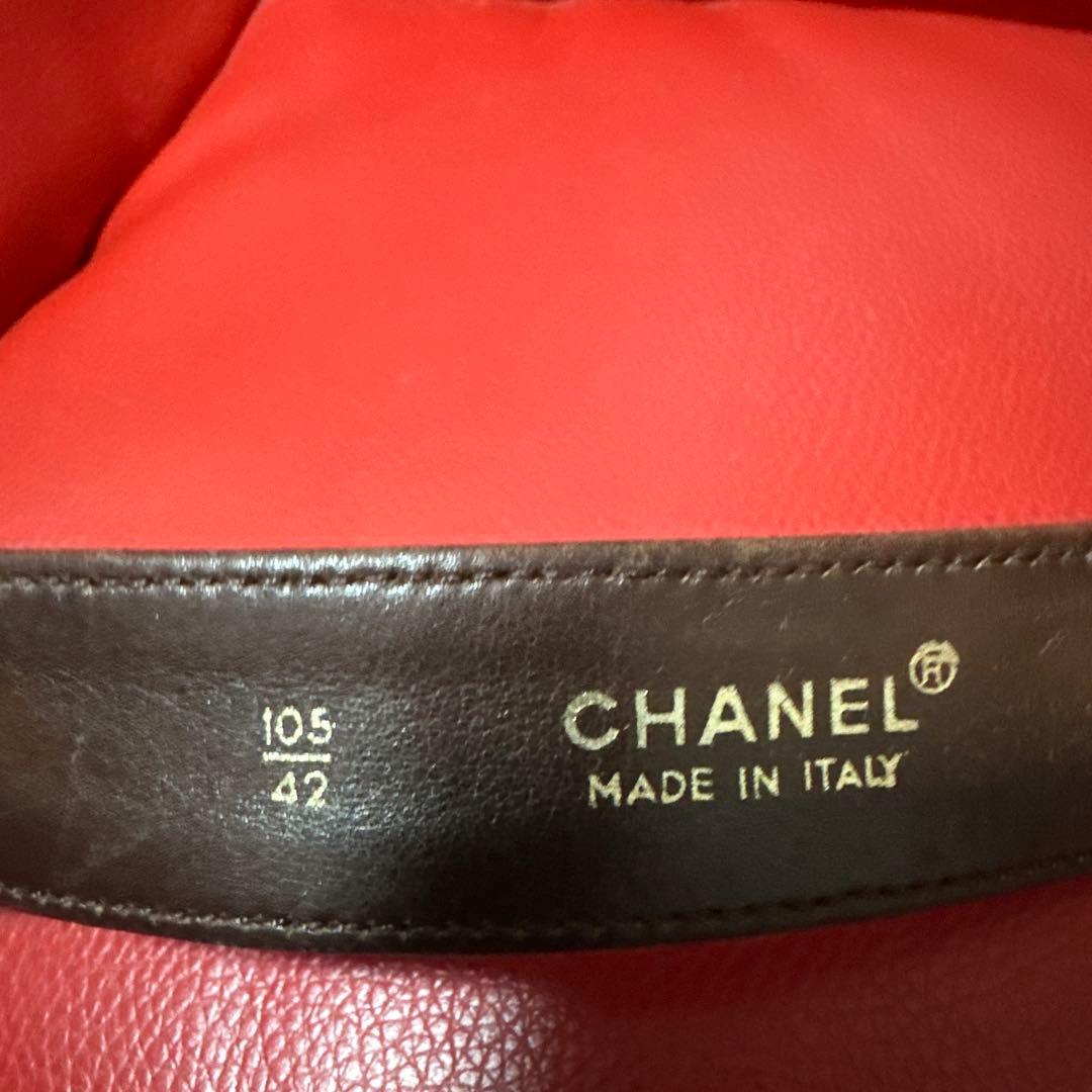 CHANEL ブラウンレザー ベルト 105/42 ヴィンテージ