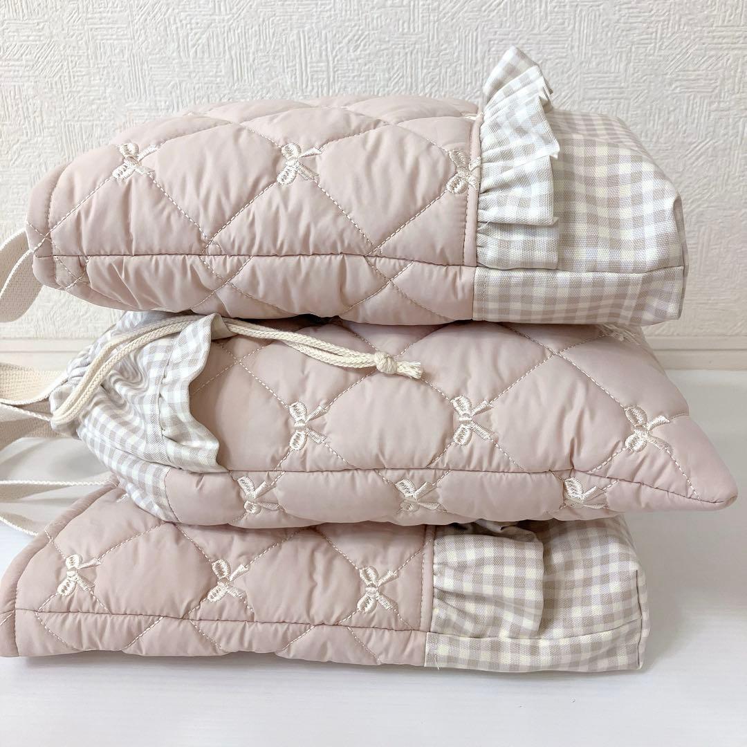 レッスンバッグ 上履き入れ　体操服袋　リボンキルト