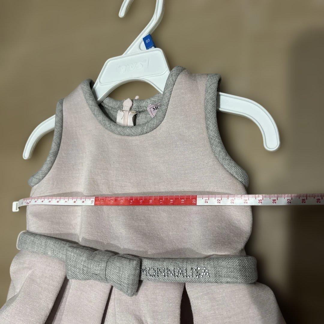 Mr-Mr　MONNALISA ピンクとグレーのリボン付きワンピース