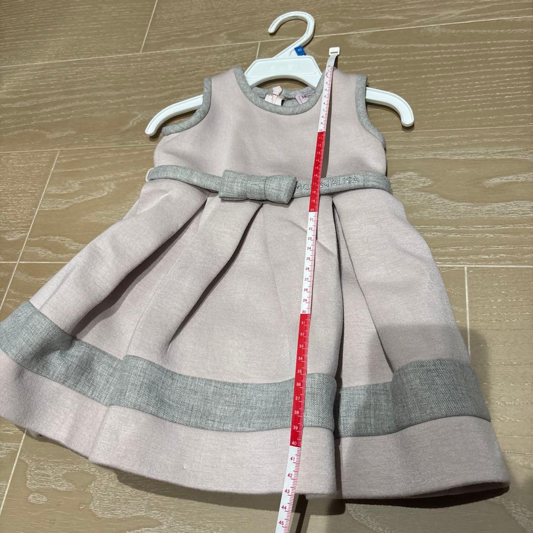 Mr-Mr　MONNALISA ピンクとグレーのリボン付きワンピース