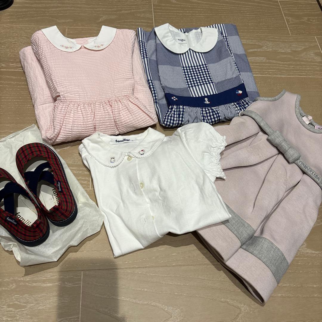 Mr-Mr　MONNALISA ピンクとグレーのリボン付きワンピース