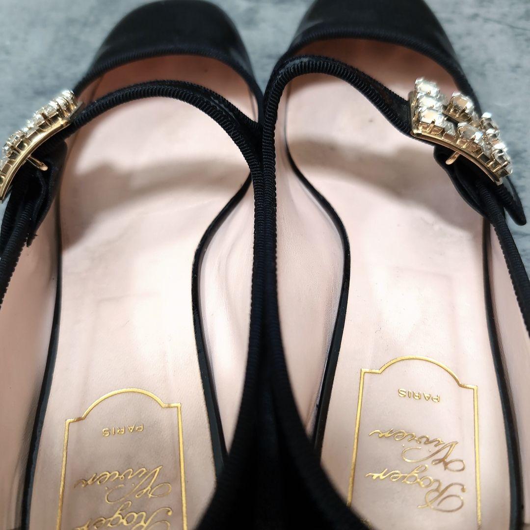 ロジェヴィヴィエ ブロッシュヴィヴィエ ビジュー パンプス 黒 39.5 箱付