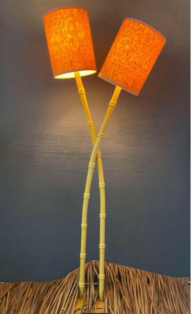 ハワイアン　フロアライト　バンブー　ラタン　tiki ティキ50s トロピカル