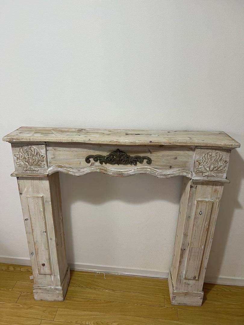 アンティーク風 木製　白　マントルピース　暖炉
