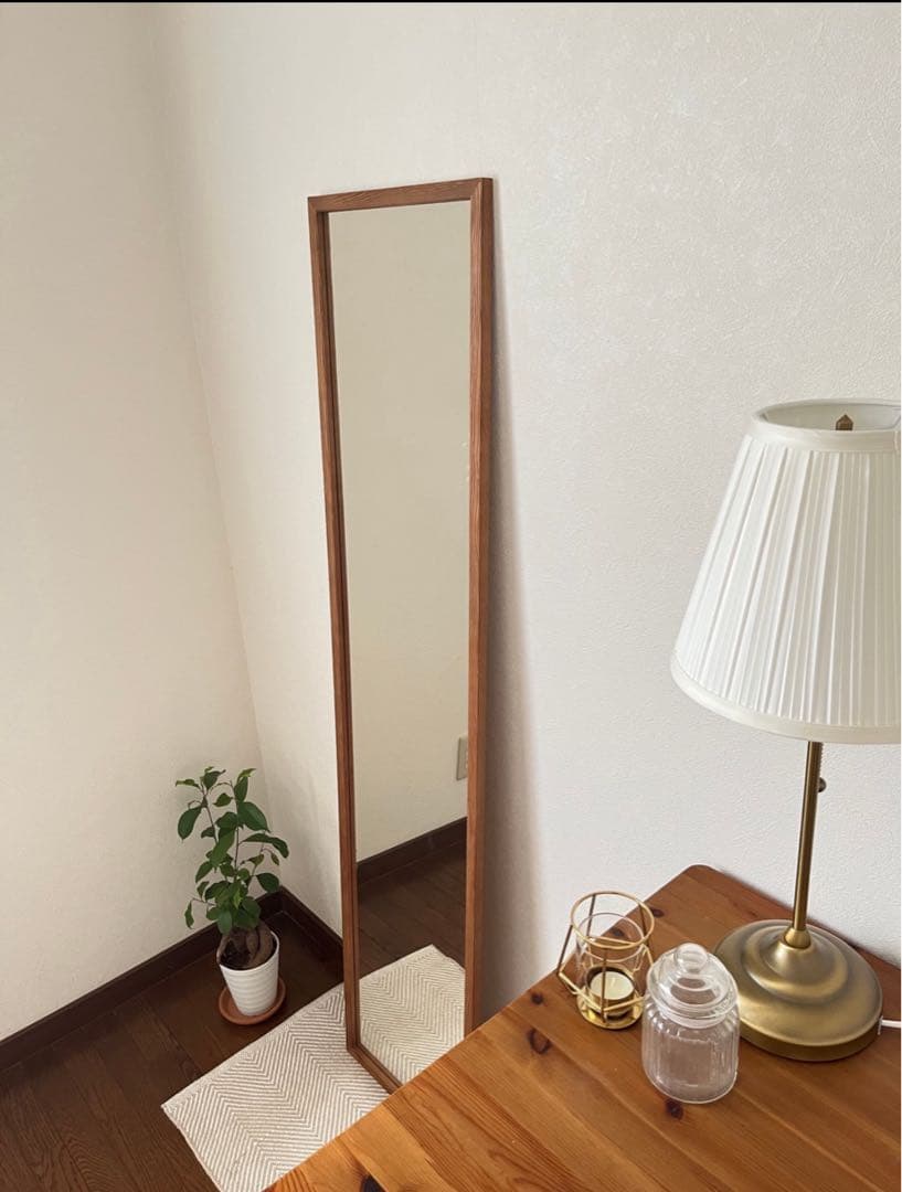 【日本製】全身鏡　立て掛け壁掛けミラー　アンティーク調