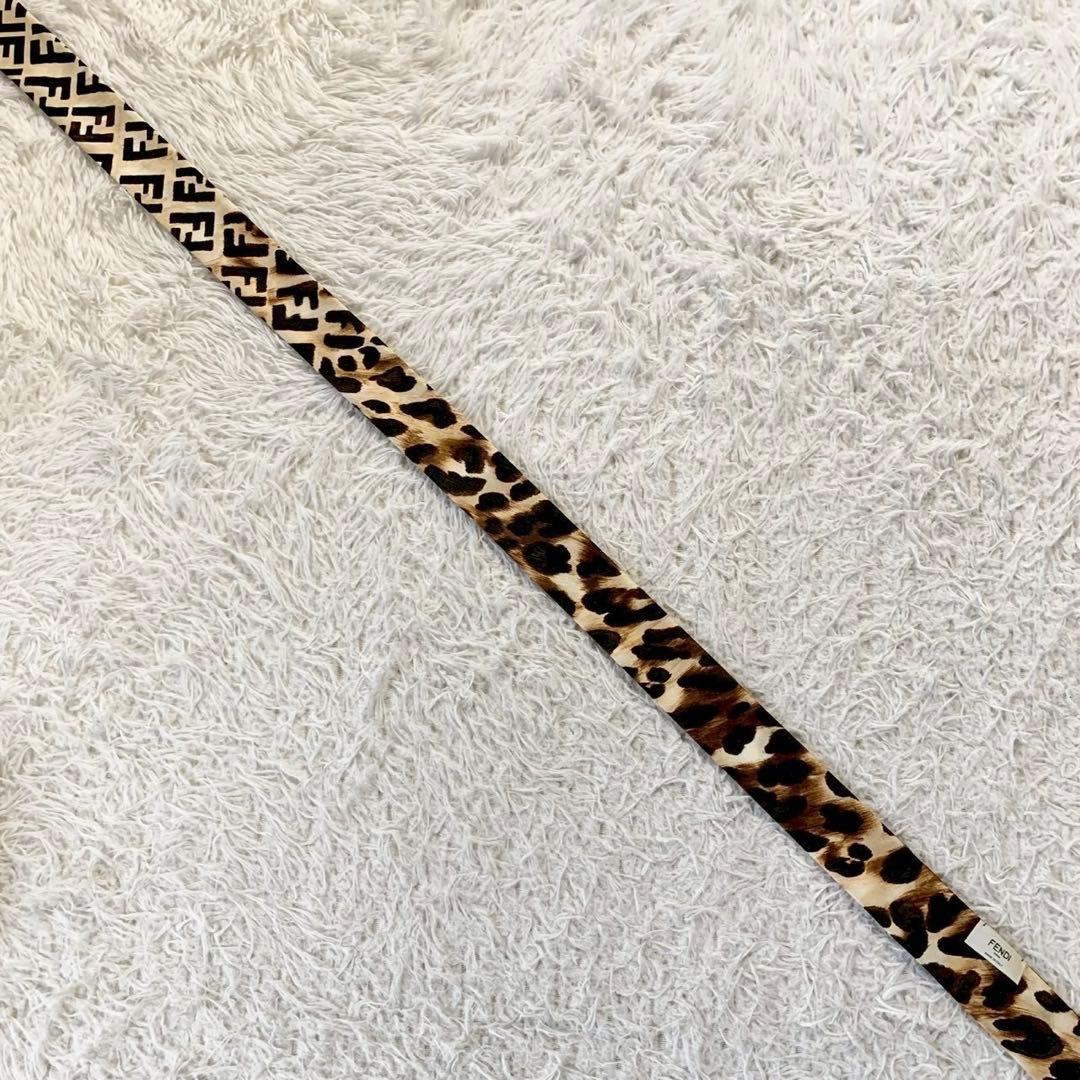未使用級　FENDI　フェンディ　ラッピー　ズッカ柄　レオパード　リボンスカーフ