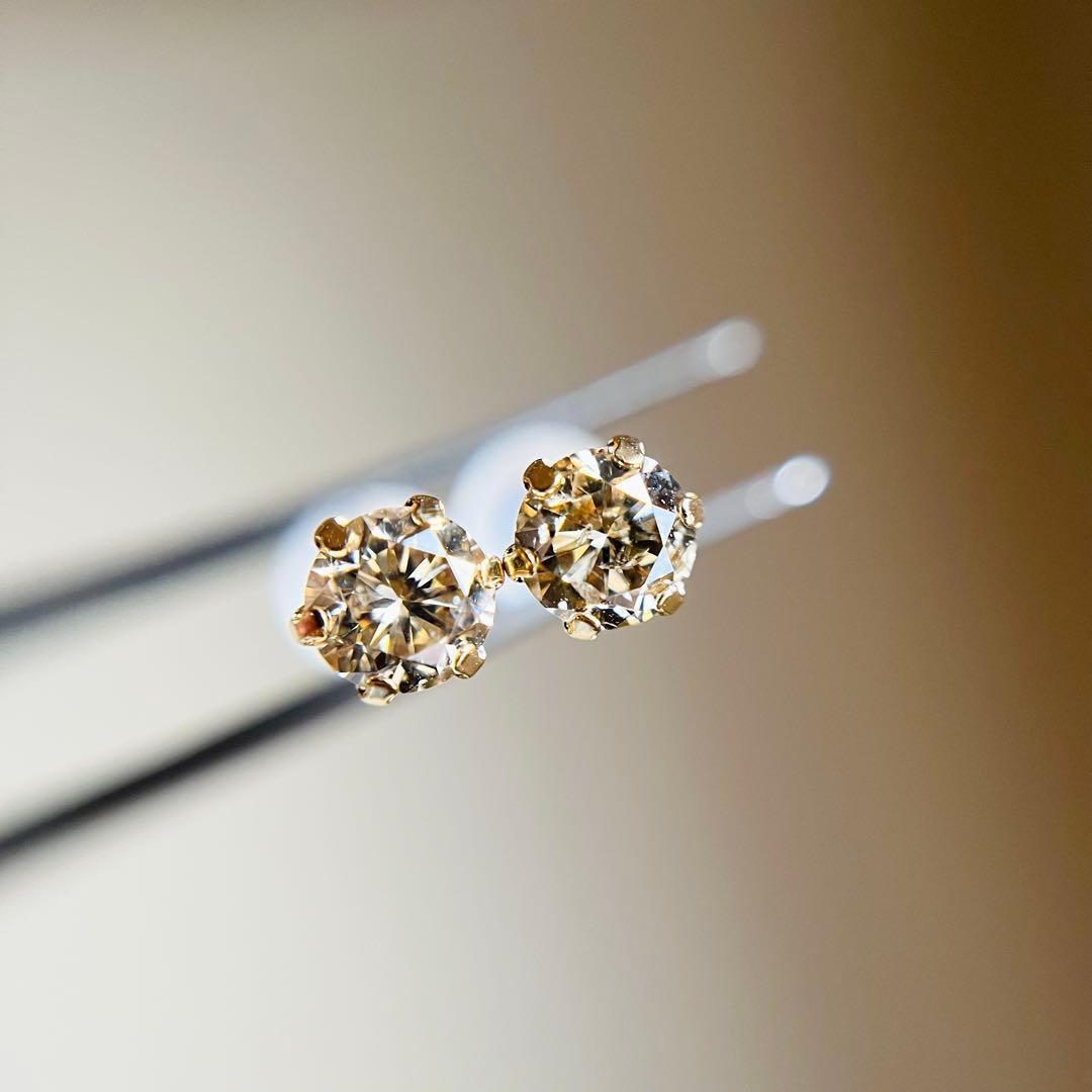 K18 18金　天然ダイヤモンド　AAAグレード 0.50ct ピアス　diam