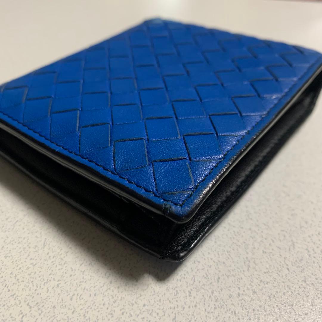 BOTTEGA VENETA 二つ折り 財布 ブルー ブラック