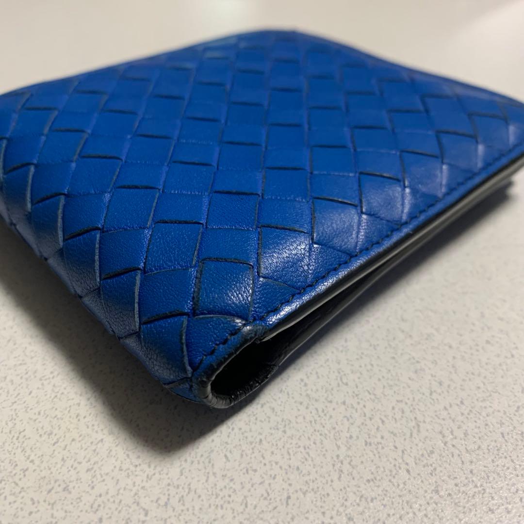 BOTTEGA VENETA 二つ折り 財布 ブルー ブラック