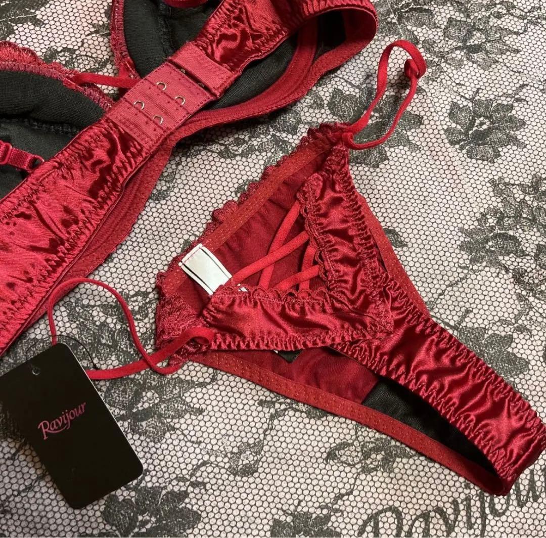 ☆Ravijour☆ワインレッド☆B70☆Tバック　size Sセット