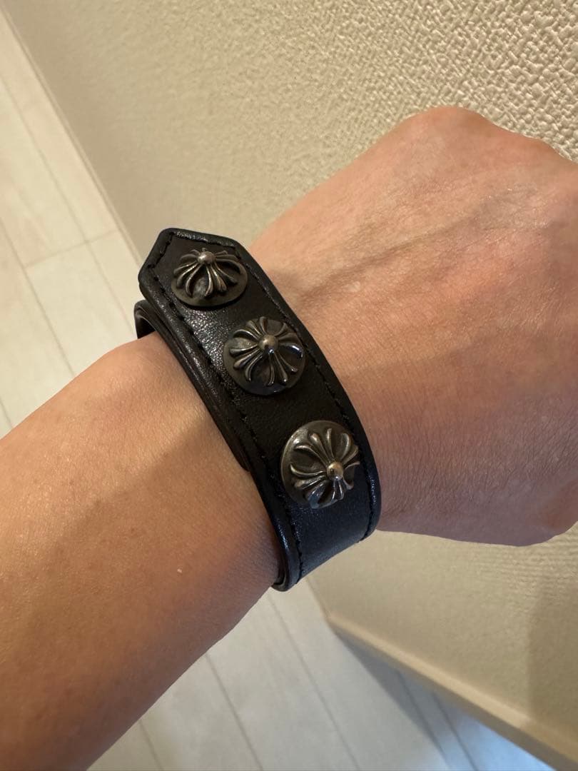 クロムハーツ CHROME HEARTS ブラックレザーバングル ブレスレット