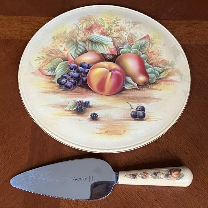 【希少品】エインズレイ★オーチャードゴールド★ガトープレート&ケーキサーバー