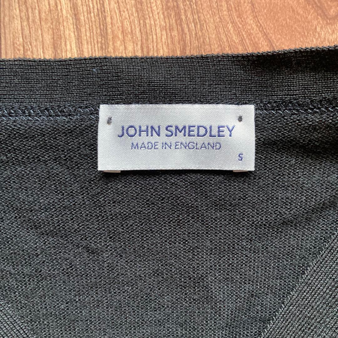 JOHN SMEDLEY ブラック Vネックカーディガン S