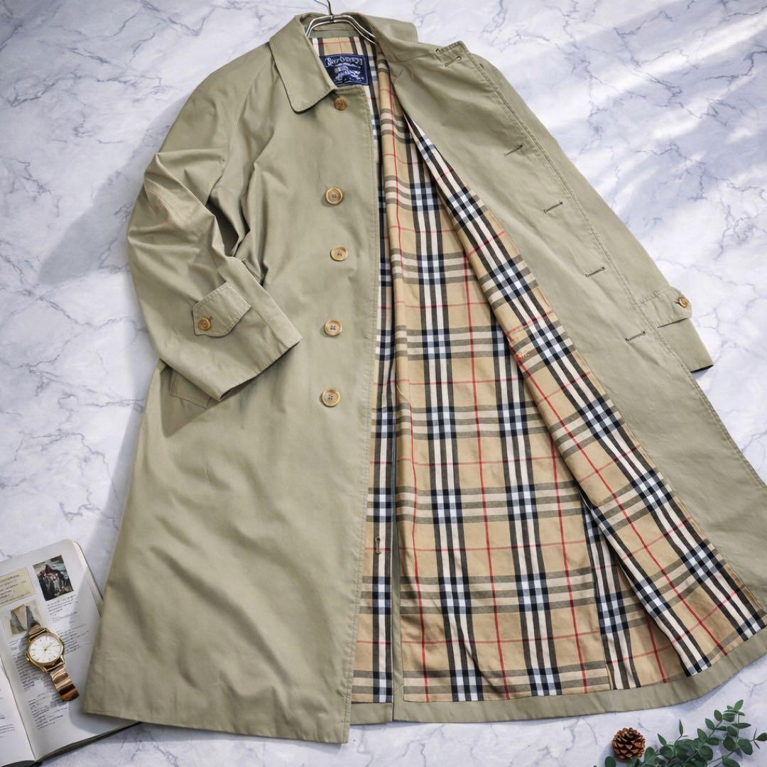 美品 BURBERRY バーバリー ステンカラーコート ノバチェック L相当