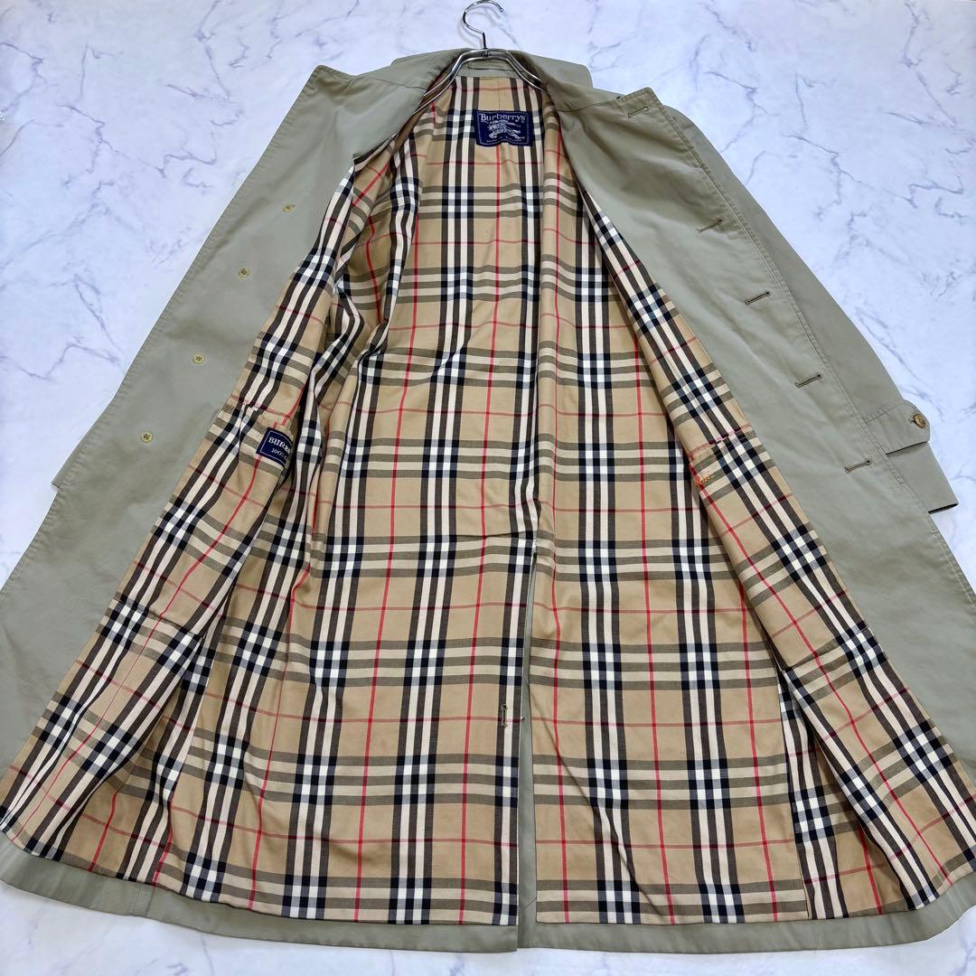 美品 BURBERRY バーバリー ステンカラーコート ノバチェック L相当