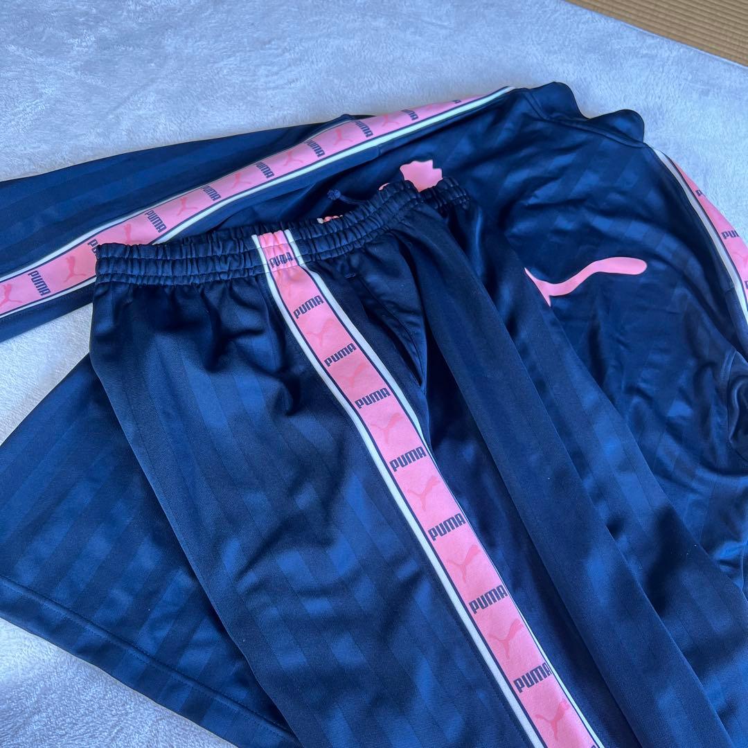 PUMA ジャージ 上下セット Lサイズ 日本製 ピンクロゴ サイドライン
