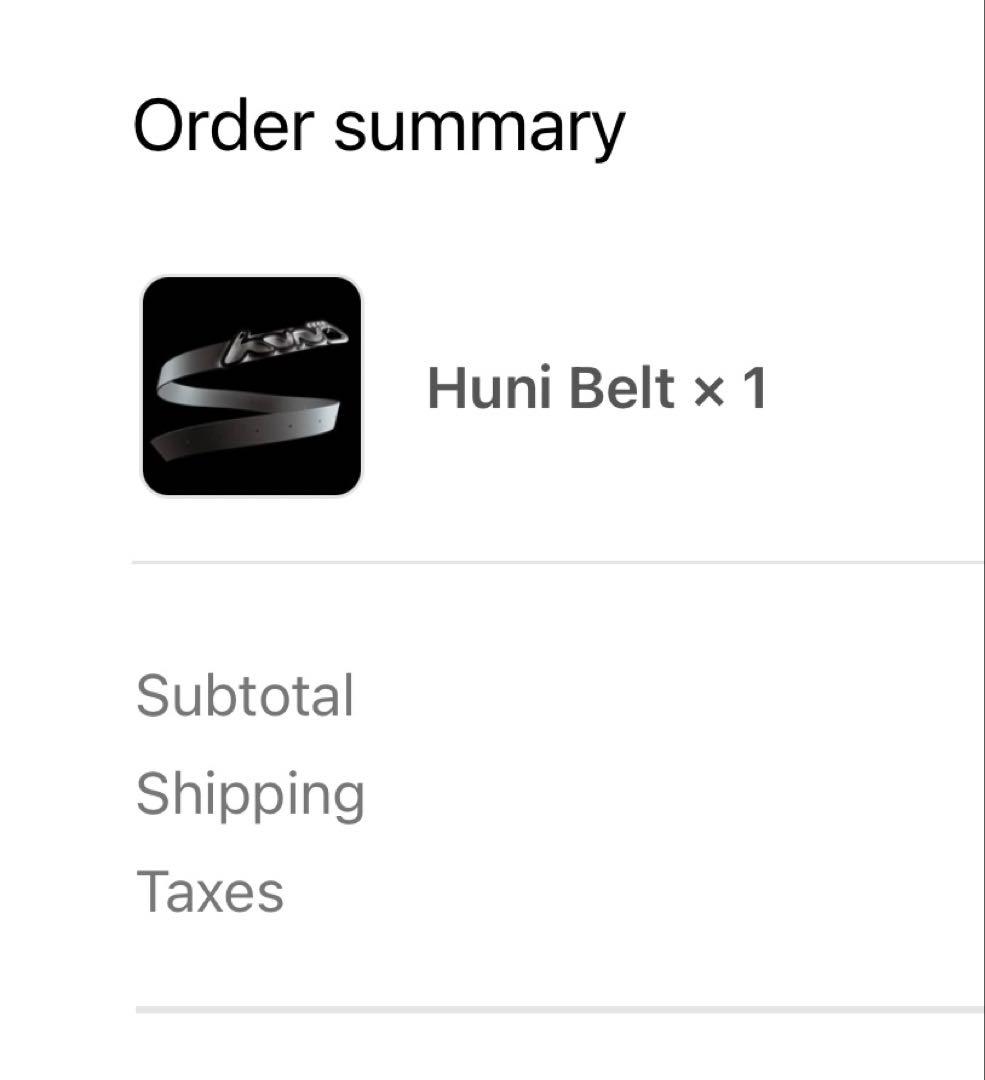 確実正規品 HUNI グレー レザー風 ベルト 独特ロゴデザイン