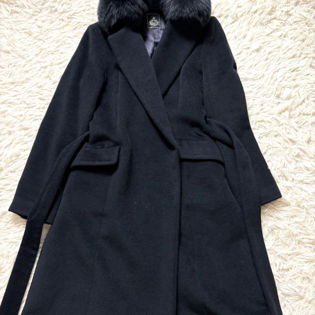✨美品✨ イエナ　アンゴラウールロングコート　フォックスファー取り外し可　ベルト