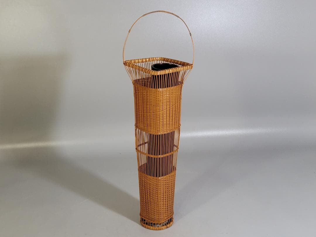 DT555 竹網 花入 美品 作家物 共箱