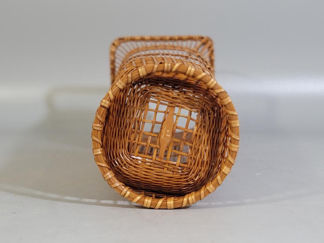 DT555 竹網 花入 美品 作家物 共箱
