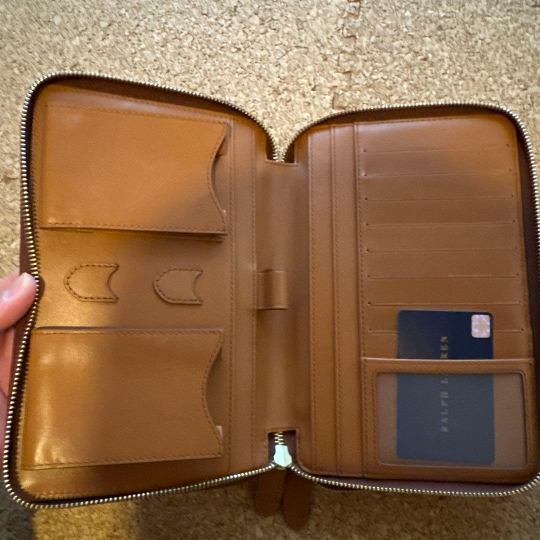 ラルフローレン　ラウンド　ダブルジップ　財布　セカンドバッグ　茶色　未使用
