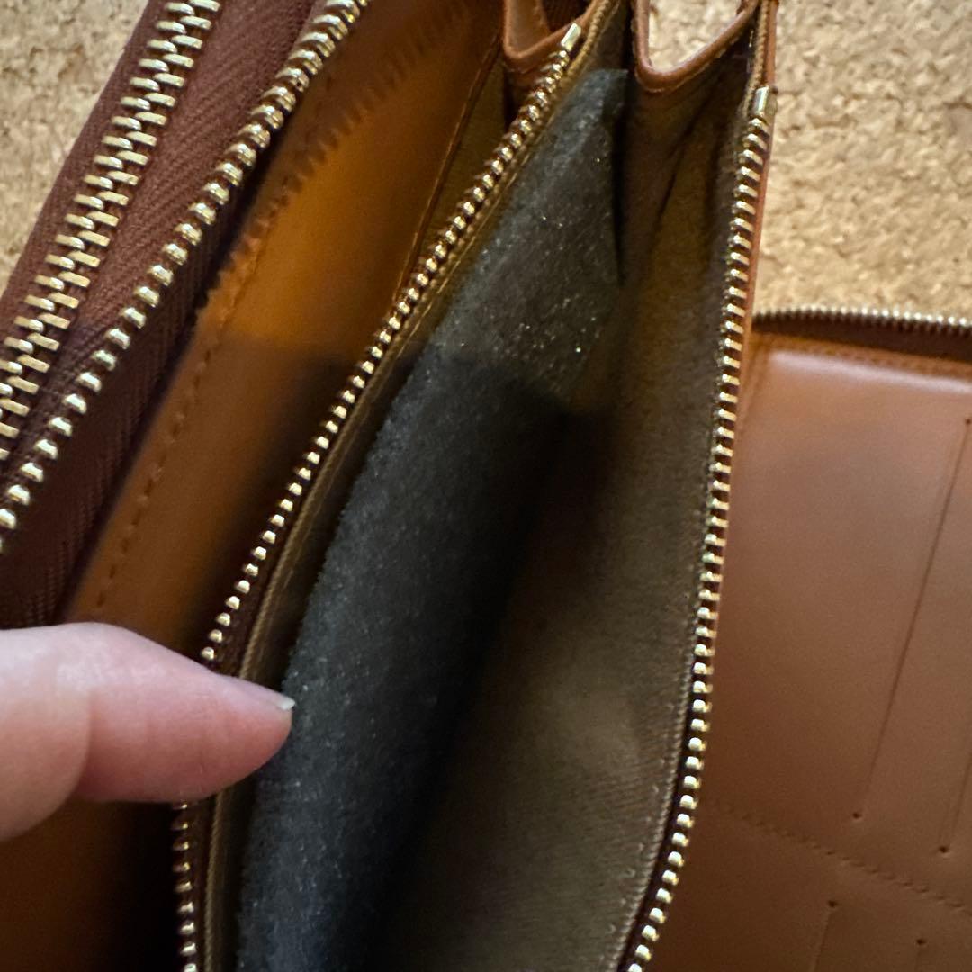 ラルフローレン　ラウンド　ダブルジップ　財布　セカンドバッグ　茶色　未使用