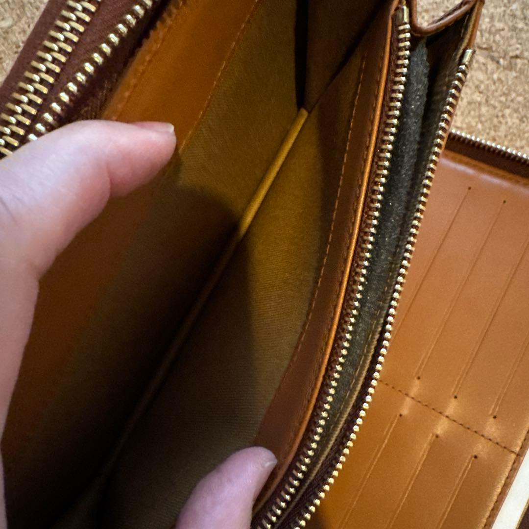 ラルフローレン　ラウンド　ダブルジップ　財布　セカンドバッグ　茶色　未使用