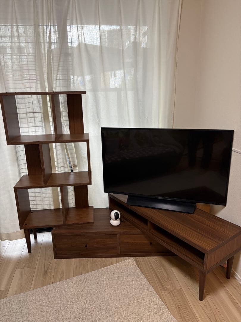 ブラウン木製テレビ台とラックセット1／2