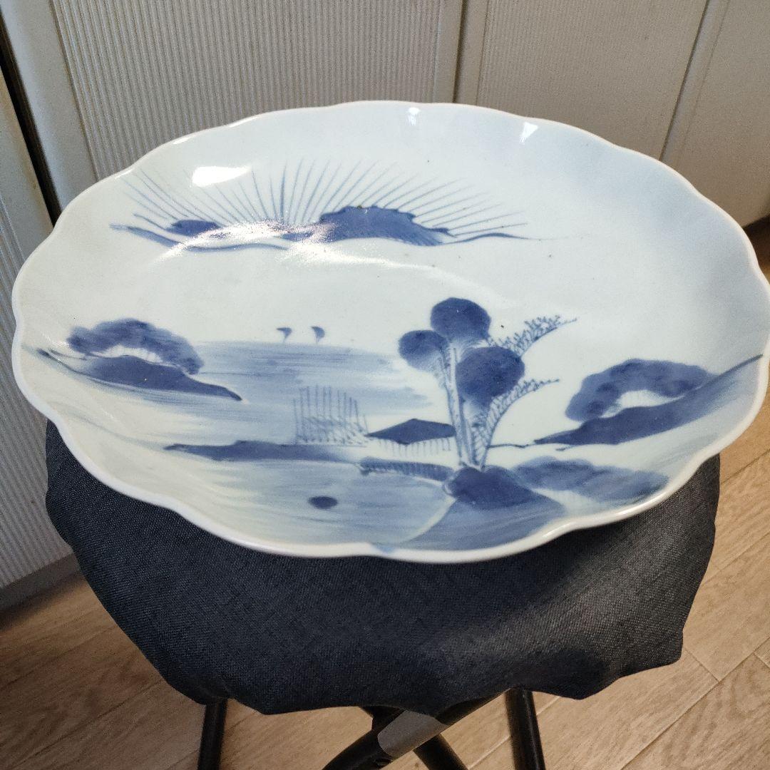 古伊万里焼 風景図 日の出めでたい絵柄(約30cm)