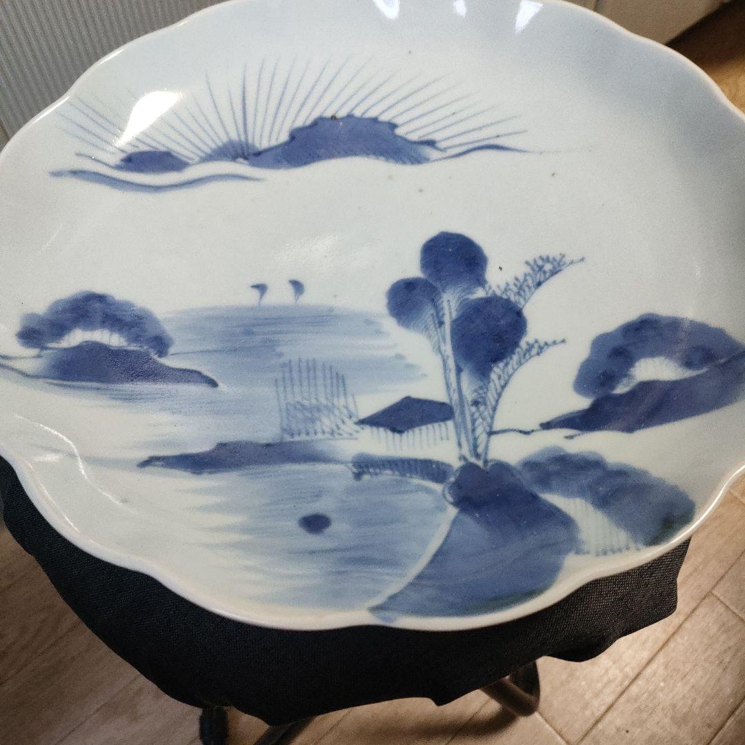 古伊万里焼 風景図 日の出めでたい絵柄(約30cm)