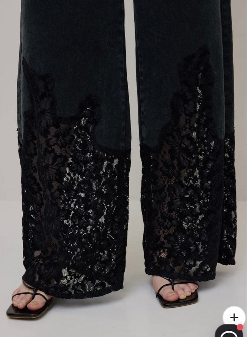 LACE DOCKING FADE DENIM PANTS　26インチ　ブラック