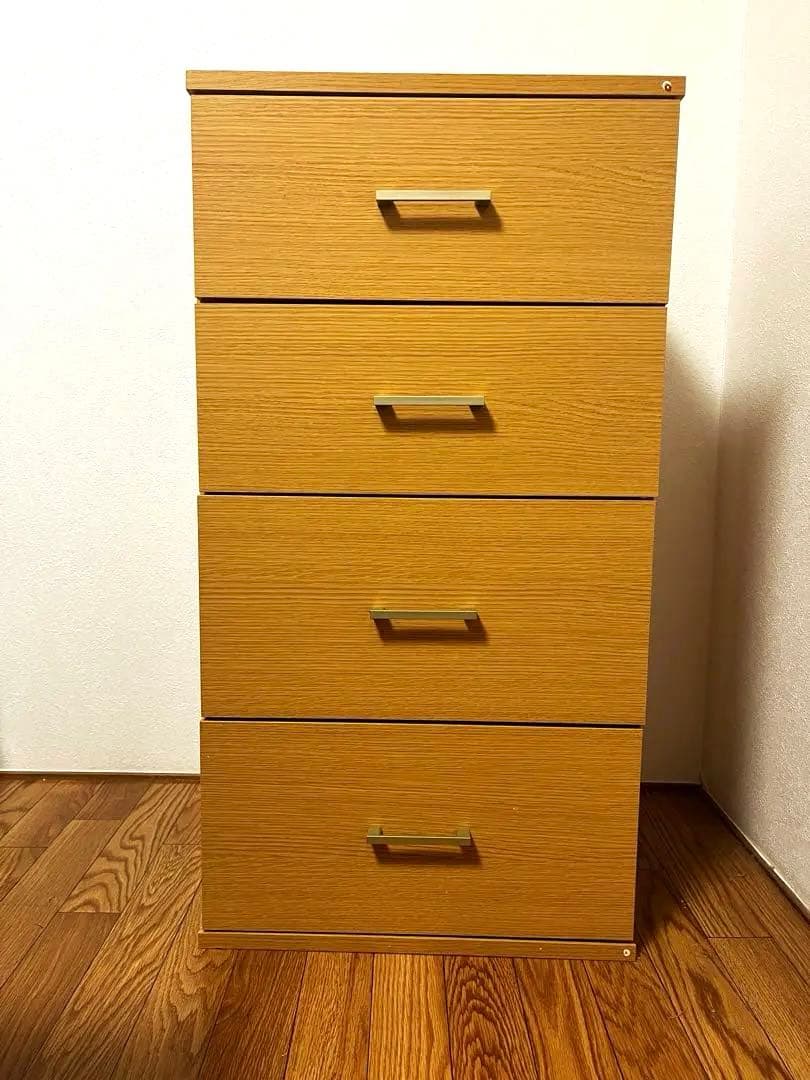 ナチュラルウッド 4段チェスト