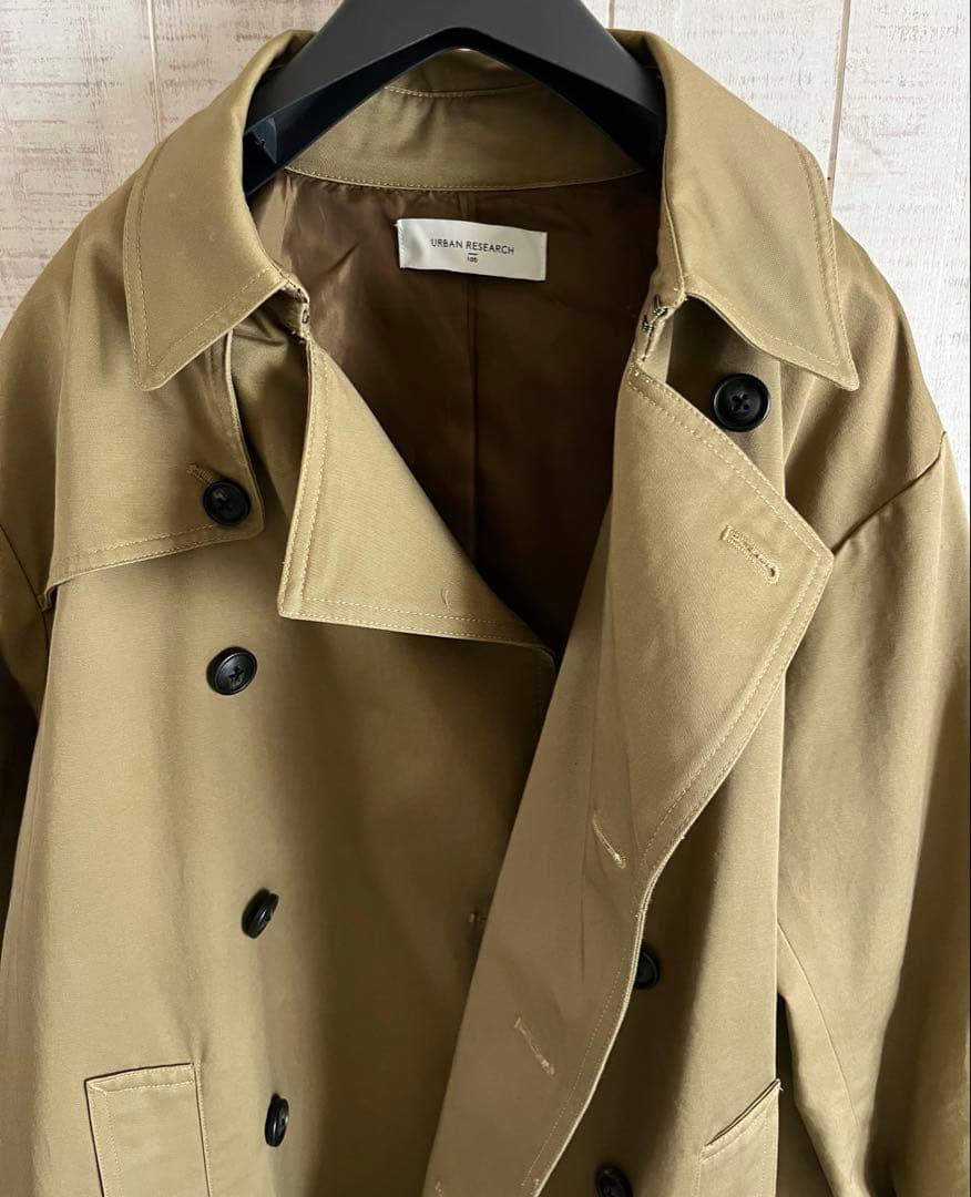 美品　アーバンリサーチ　 ダブルブレスト トレンチコート　ロングコート　コットン