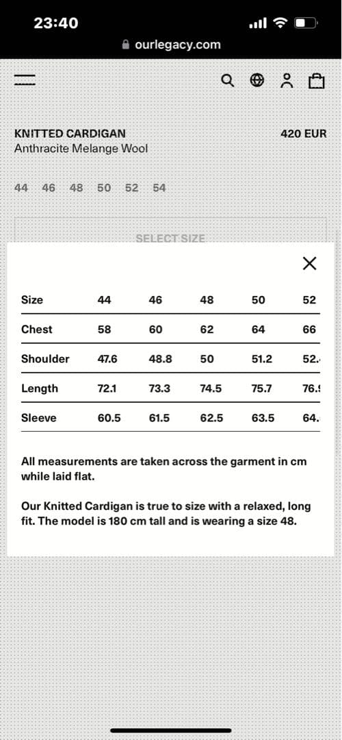 our legacy anthracite ニットカーディガン46