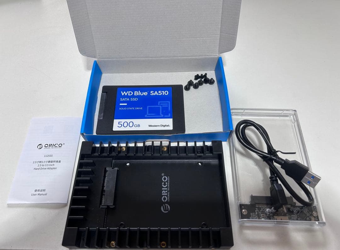 ORICO 2.5 3.5インチアダプター WD Blue 500GB SSD