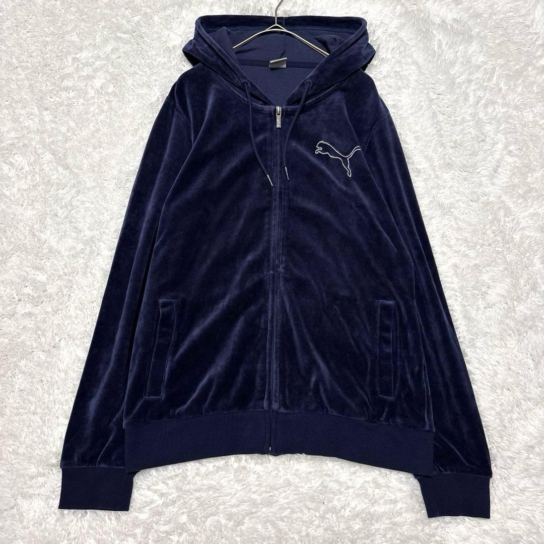 美品✨00s Y2K PUMA ベロア ジャージ 上下 セットアップ ネイビー