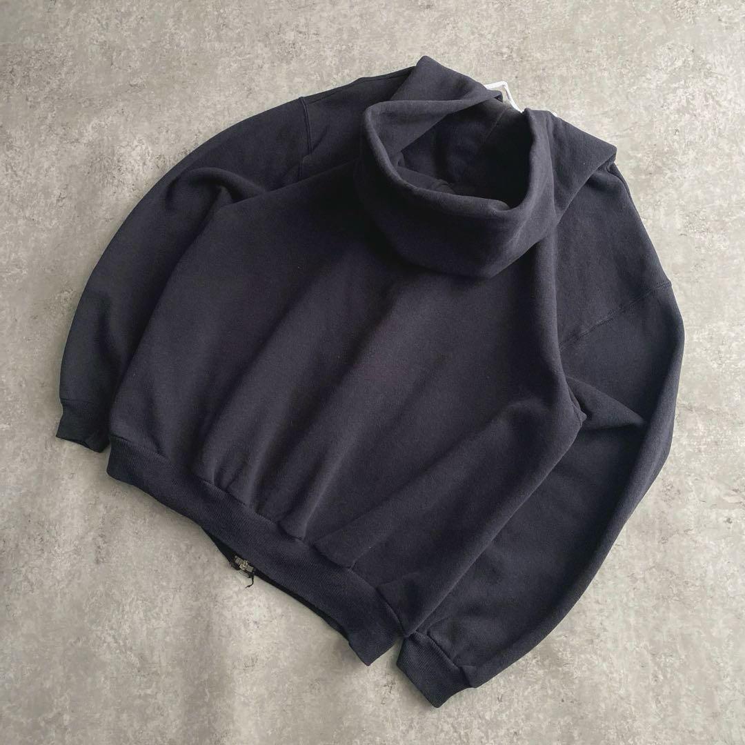 激レア 80s Hanes 無地 ジップ パーカー USA製 L 黒 ブラック