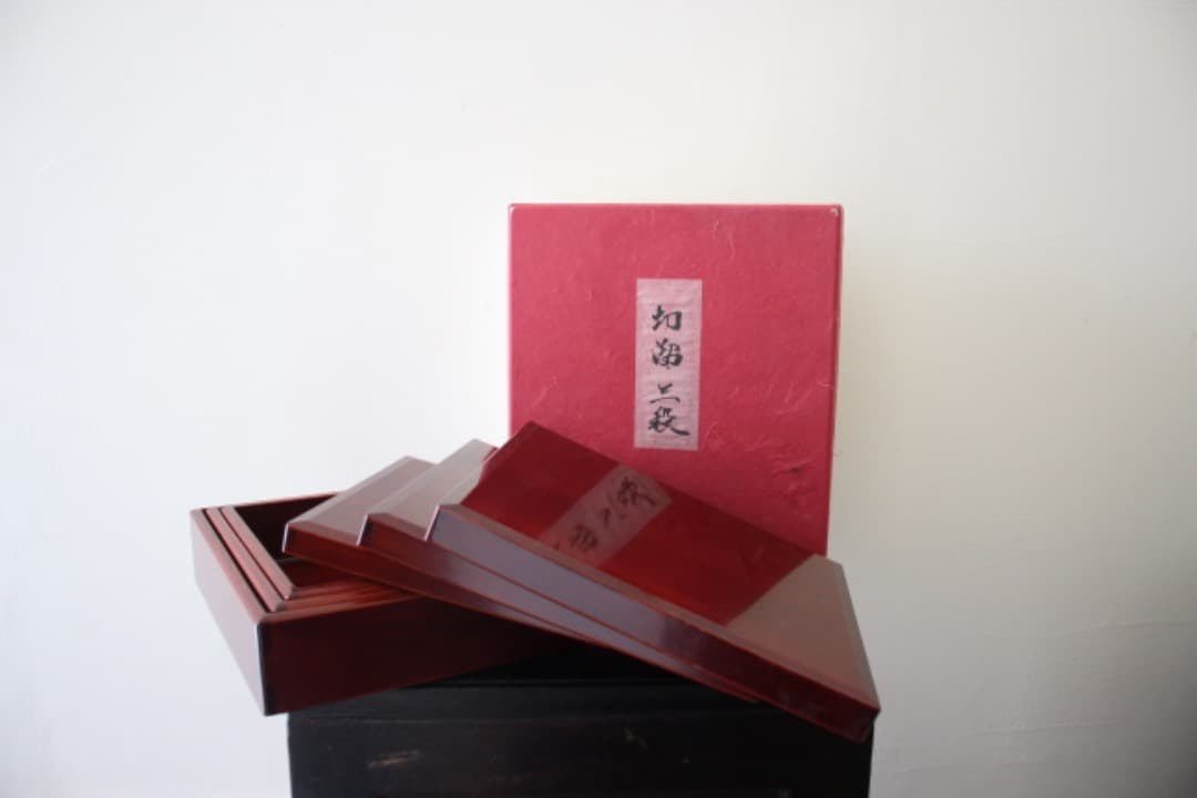 未使用・箱入　佐藤阡郎（せんろう）　切溜三段　木製　漆器　箱