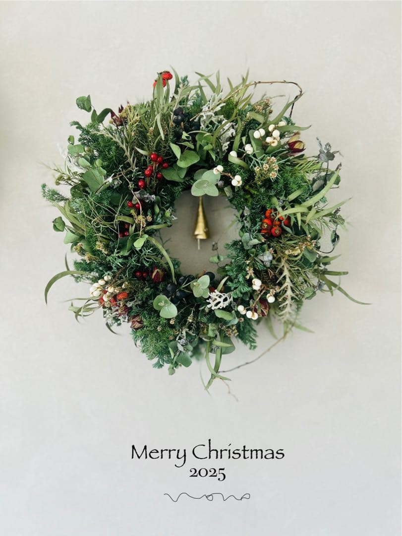 Merry Christmas 2025 静かな森のクリスマスリース〜38cm